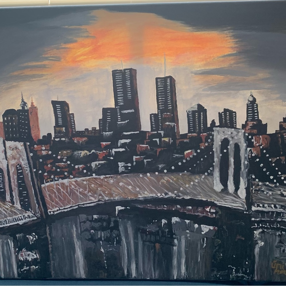 Hand made canvas painting of New York made with acrylic paint on canvas